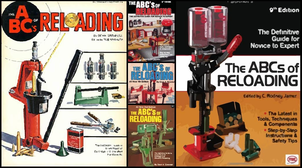 Artistic representation of several covers from various editions of The ABC's of Reloading.