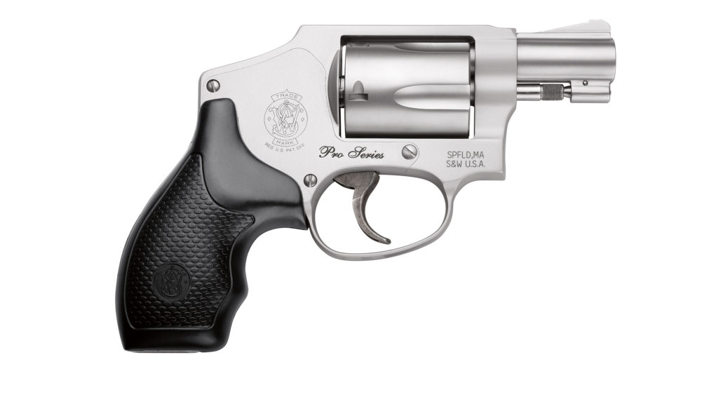 The right side view of the S&W Performance Center Pro Series Model 642 Revolver on a wight background.