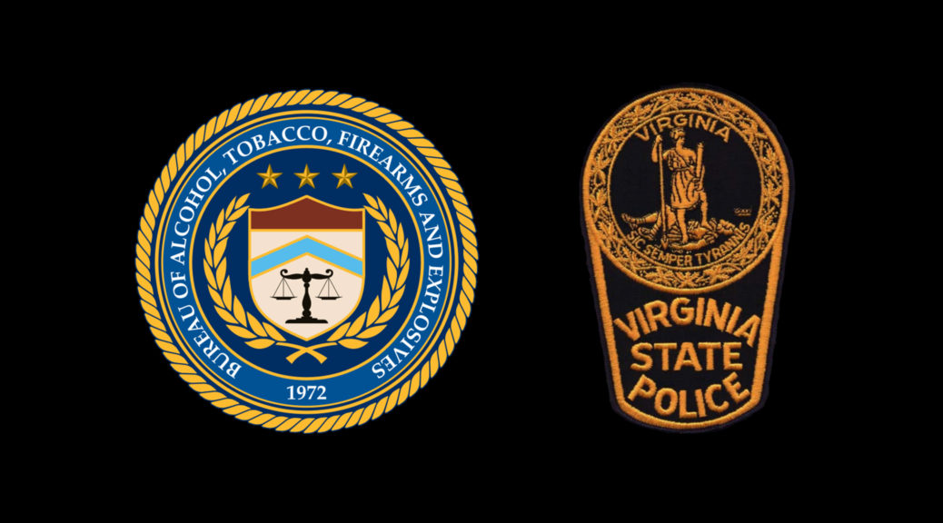 US BATFE & Virginia State Police Logos on a Black Background